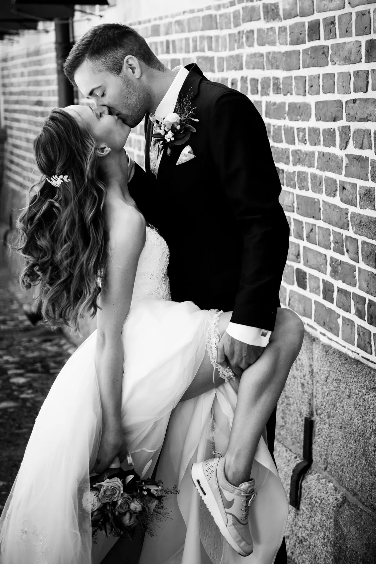 Hochzeit, Schwarz-Weiß-Aufnahme